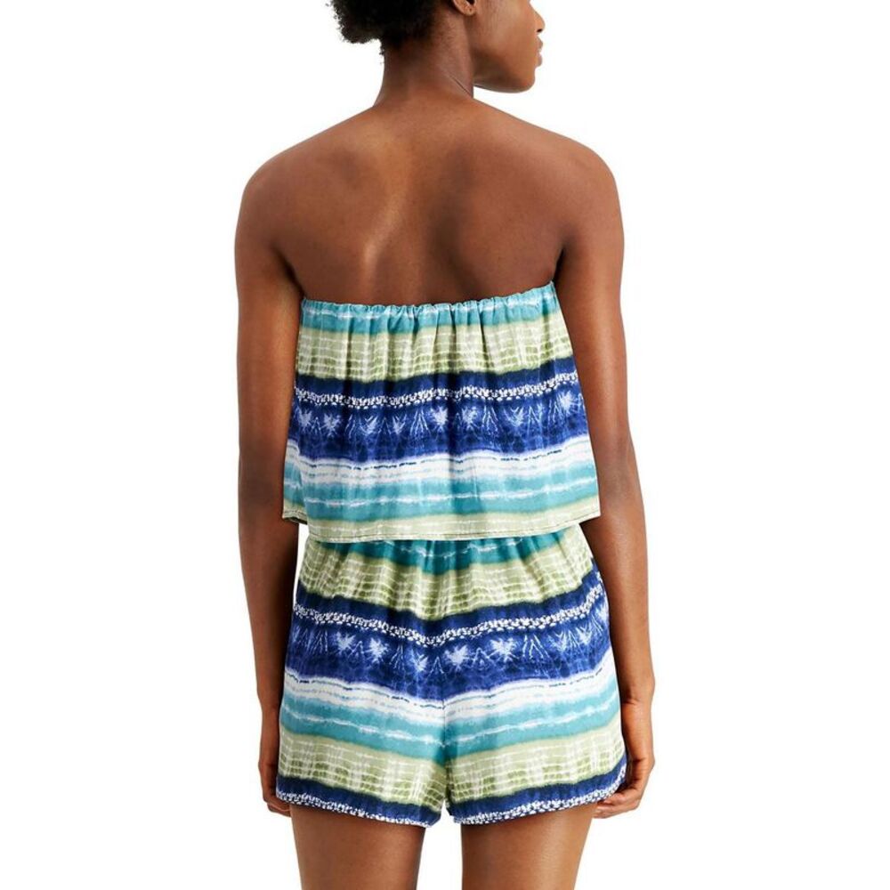 Be Bop Womens Blue Ruched Printed One Piece Romper Juniors NWT - Picture 2 of 2